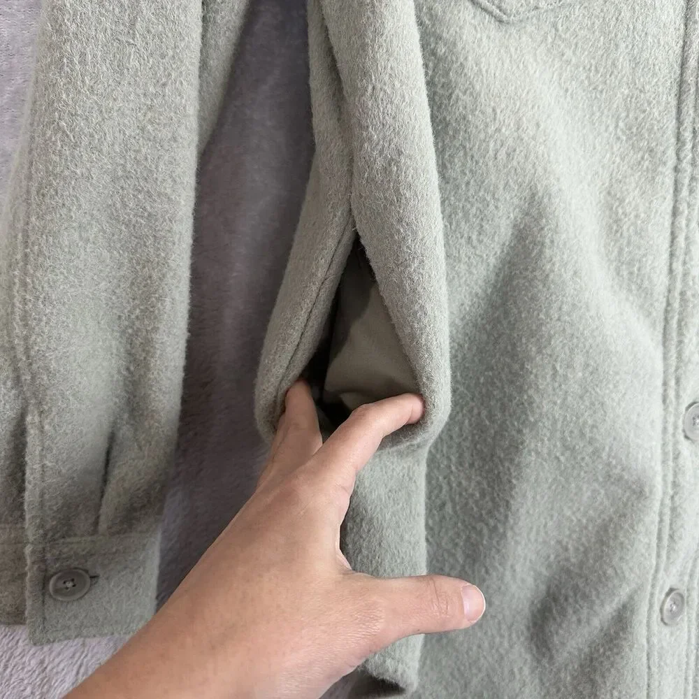 Hilary Radley Shacket Women Large Green Thick Shirt Jacket Preppy Casual Minimal - Picture 7 of 16